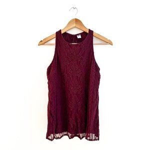 Old Navy Lace Burgundy Dark Red Sleeveless Blouse Tank Top - Size S
